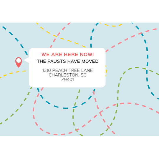 Whimsical Map Dots Moving Announcements